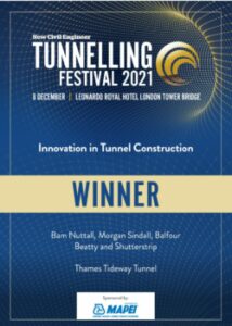 Certificate for Innovation in Tunnel Construction Winner 2021 Image